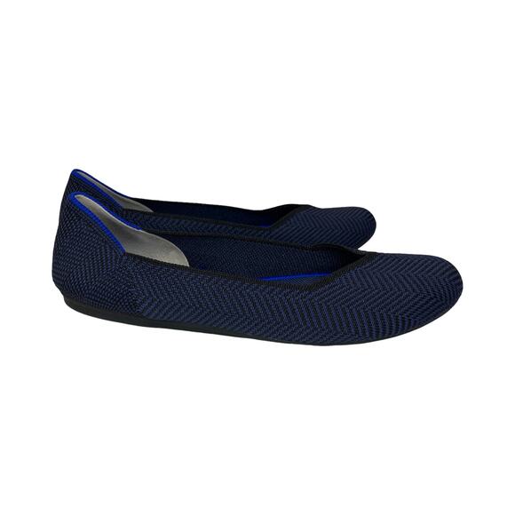 Rothy’s The Flat Women’s 9 Navy Metallic Herringbone Knit Ballet Flats - Picture 1 of 9